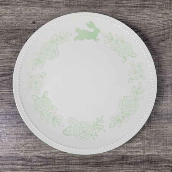Threshold White and Seafoam Green Floral and Bunny Pattern Easter Dinner Plate - Picture 1 of 4
